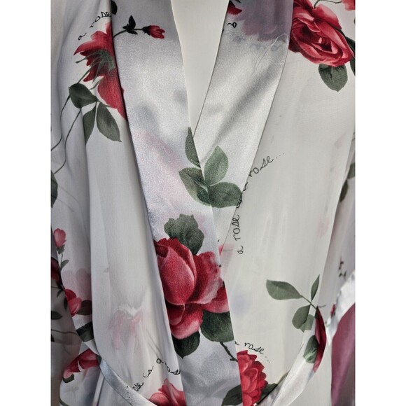 Sophia by Delicates  Kimono Short Rose Floral Semi Sheer Robe Size Medium - Picture 5 of 12